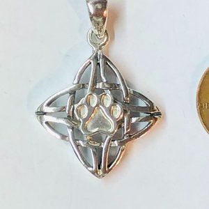 Sterling Silver Celtic Pendant with a Sterling Puppy Paw